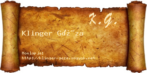 Klinger Géza névjegykártya