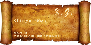 Klinger Géza névjegykártya