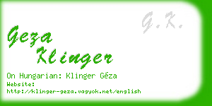 geza klinger business card